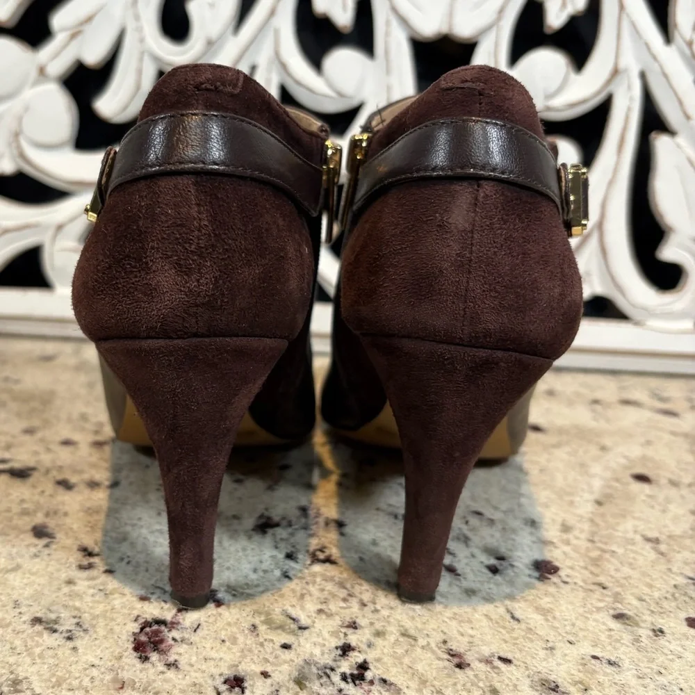 Vince Camuto Vanna Leather & Suede Ankle Boot Size 9 Coffee Bean